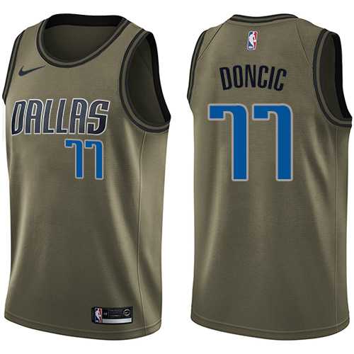 Men's Nike Dallas Mavericks #77 Luka Doncic Green NBA Swingman Salute to Service Jersey