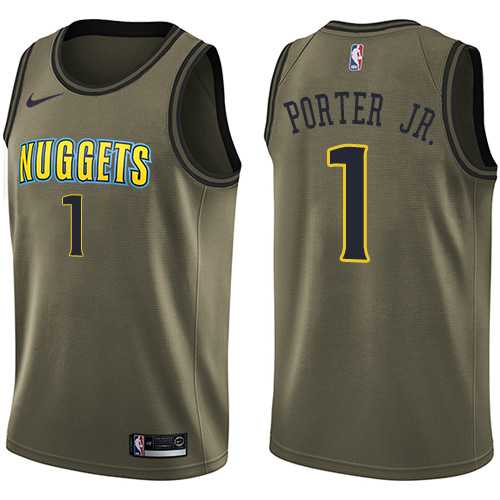 Men's Nike Denver Nuggets #1 Michael Porter Jr. Green NBA Swingman Salute to Service Jersey