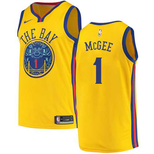 Men's Nike Golden State Warriors #1 JaVale McGee Gold NBA Swingman City Edition Jersey