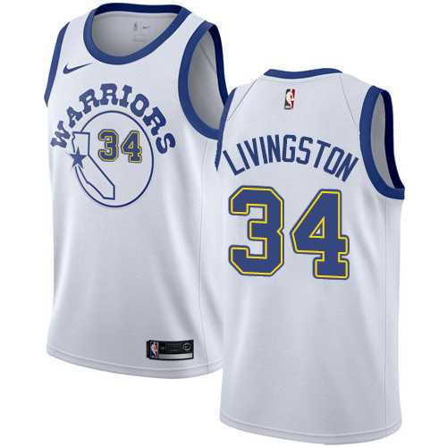 Men's Nike Golden State Warriors #34 Shaun Livingston White Throwback NBA Swingman Hardwood Classics Jersey
