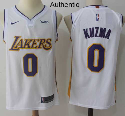 Men's Nike Los Angeles Lakers #0 Kyle Kuzma White NBA Authentic Association Edition Jersey