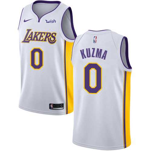 Men's Nike Los Angeles Lakers #0 Kyle Kuzma White NBA Swingman Association Edition Jersey