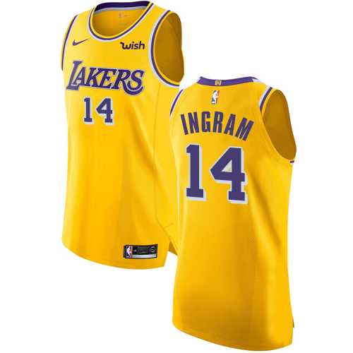 Men's Nike Los Angeles Lakers #14 Brandon Ingram Gold NBA Authentic Icon Edition Jersey