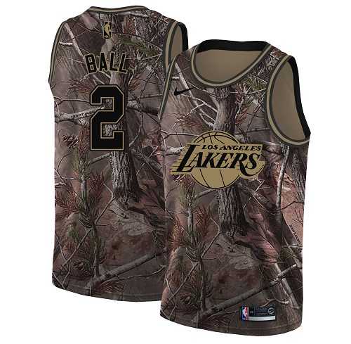 Men's Nike Los Angeles Lakers #2 Lonzo Ball Camo NBA Swingman Realtree Collection Jersey