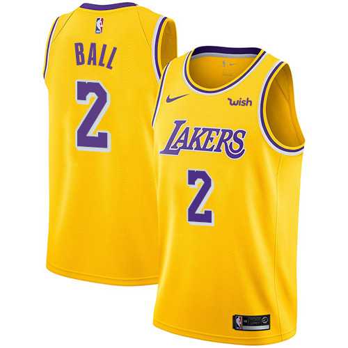 Men's Nike Los Angeles Lakers #2 Lonzo Ball Gold NBA Swingman Icon Edition Jersey