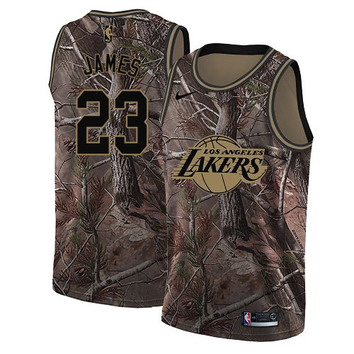 Men's Nike Los Angeles Lakers #23 LeBron James Camo NBA Swingman Realtree Collection Jersey