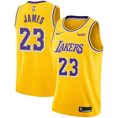 Men's Nike Los Angeles Lakers #23 LeBron James Gold NBA Swingman Icon Edition Jersey