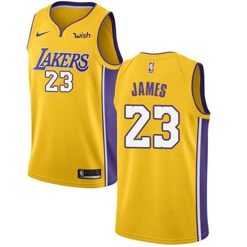 Men's Nike Los Angeles Lakers #23 LeBron James Gold NBA Swingman Icon Edition Jersey