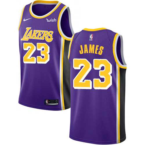 Men's Nike Los Angeles Lakers #23 LeBron James Purple NBA Swingman Statement Edition Jersey