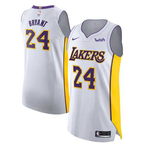 Men's Nike Los Angeles Lakers #24 Kobe Bryant White NBA Authentic Association Edition Jersey