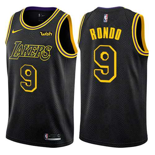 Men's Nike Los Angeles Lakers #9 Rajon Rondo Black NBA Swingman City Edition Jersey