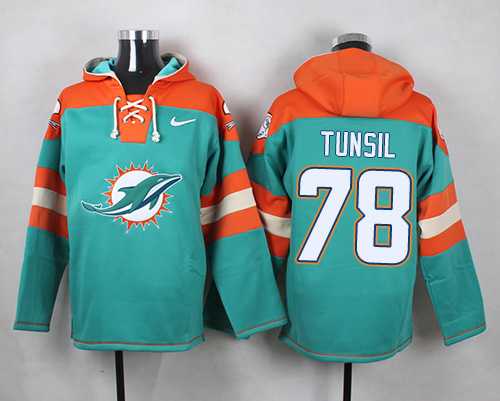 Men's Nike Miami Dolphins #78 Laremy Tunsil Aqua Green Player Pullover NFL Hoodie
