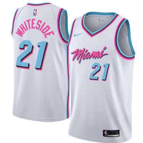 Men's Nike Miami Heat #21 Hassan Whiteside White NBA Swingman City Edition Jersey