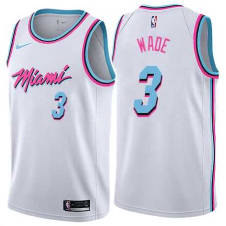 Men's Nike Miami Heat #3 Dwyane Wade White NBA City Edition Swingman Jersey