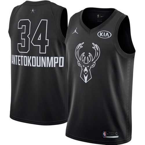 Men's Nike Milwaukee Bucks 34 Giannis Antetokounmpo Black NBA Jordan Swingman 2018 All-Star Game Jersey