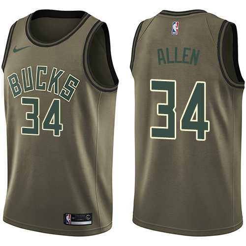 Men's Nike Milwaukee Bucks #34 Ray Allen Green Salute to Service NBA Swingman Jersey