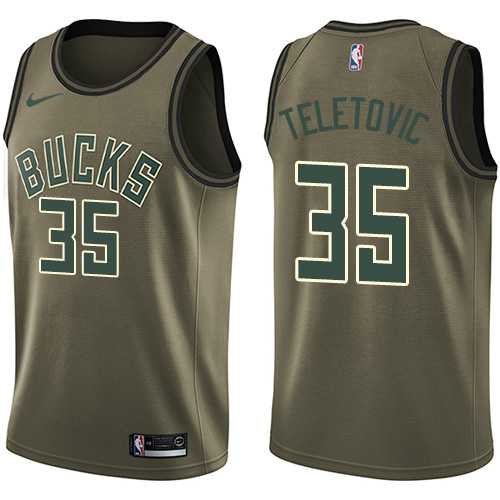 Men's Nike Milwaukee Bucks #35 Mirza Teletovic Green Salute to Service NBA Swingman Jersey