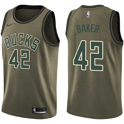 Men's Nike Milwaukee Bucks #42 Vin Baker Green Salute to Service NBA Swingman Jersey