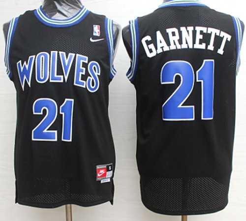 Men's Nike Minnesota Timberwolves #21 Kevin Garnett Black NBA Rookie Jersey