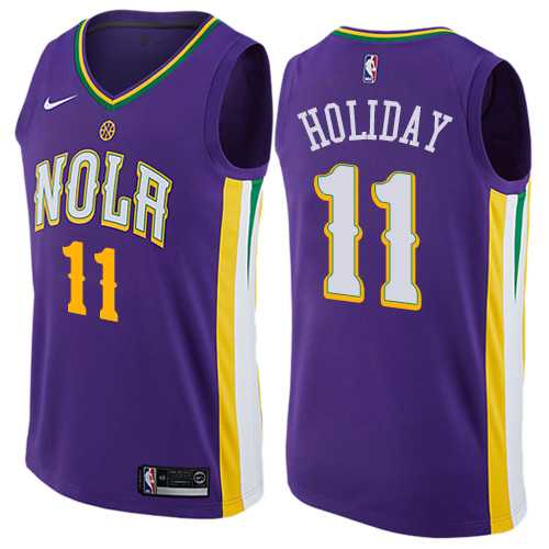 Men's Nike New Orleans Pelicans #11 Jrue Holiday Purple NBA Swingman City Edition Jersey