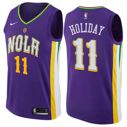 Men's Nike New Orleans Pelicans #11 Jrue Holiday Purple NBA Swingman City Edition Jersey Men's Nike New Orleans Pelicans #11 Jrue Holiday Purple NBA Swingman City Edition Jersey