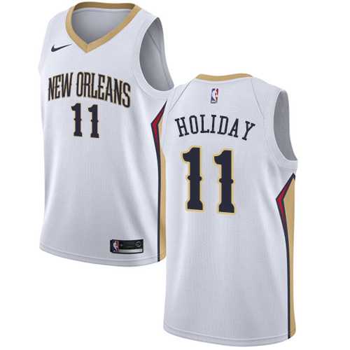 Men's Nike New Orleans Pelicans #11 Jrue Holiday White NBA Swingman Association Edition Jersey