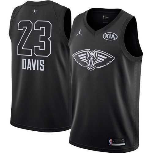 Men's Nike New Orleans Pelicans #23 Anthony Davis Black NBA Jordan Swingman 2018 All-Star Game Jersey