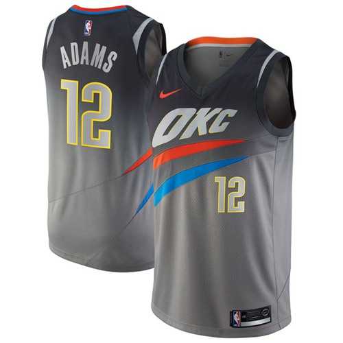 Men's Nike Oklahoma City Thunder #12 Steven Adams Gray NBA Swingman City Edition Jersey