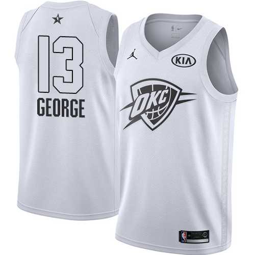 Men's Nike Oklahoma City Thunder #13 Paul George White NBA Jordan Swingman 2018 All-Star Game Jersey