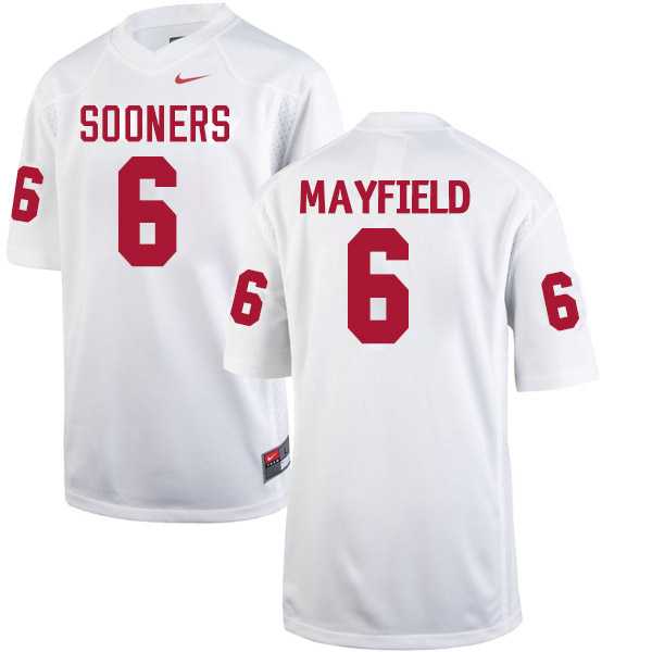 Men's Nike Oklahoma Sooners #6 Baker Mayfield College Football Jerseys Limited White