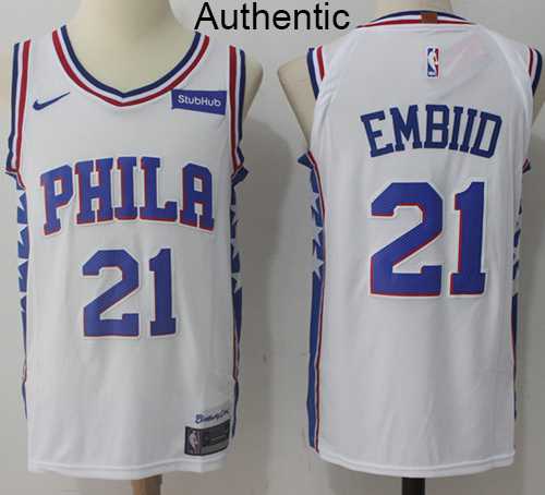 Men's Nike Philadelphia 76ers #21 Joel Embiid White NBA Authentic Association Edition Jersey