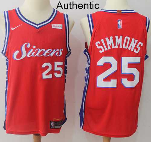 Men's Nike Philadelphia 76ers #25 Ben Simmons Red NBA Authentic Statement Edition Jersey