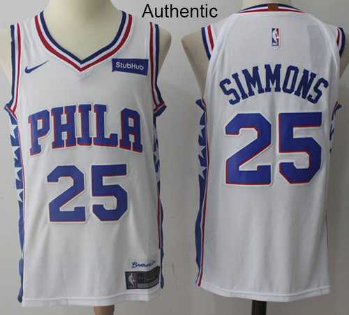 Men's Nike Philadelphia 76ers #25 Ben Simmons White NBA Authentic Association Edition Jersey