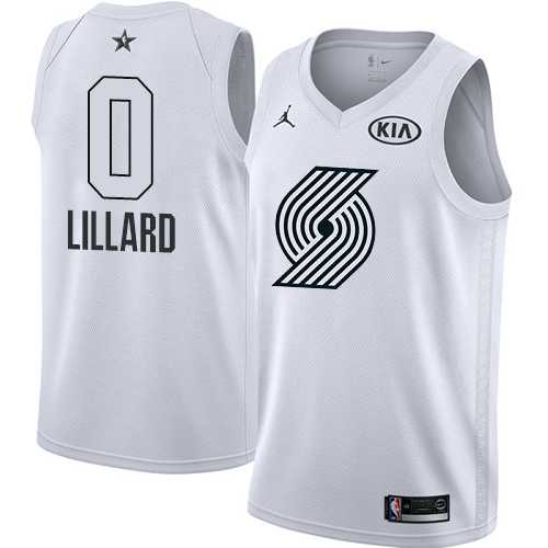 Men's Nike Portland Trail Blazers #0 Damian Lillard White NBA Jordan Swingman 2018 All-Star Game Jersey