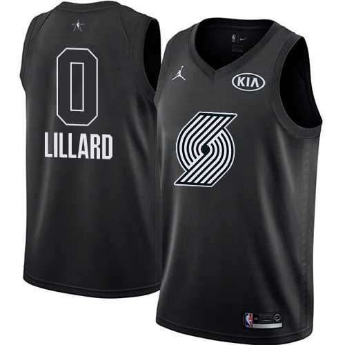 Men's Nike Portland Trail Blazers #0 Damian Lillard Black NBA Jordan Swingman 2018 All-Star Game Jersey