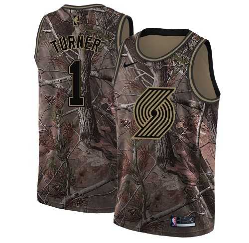 Men's Nike Portland Trail Blazers #1 Evan Turner Camo NBA Swingman Realtree Collection Jersey