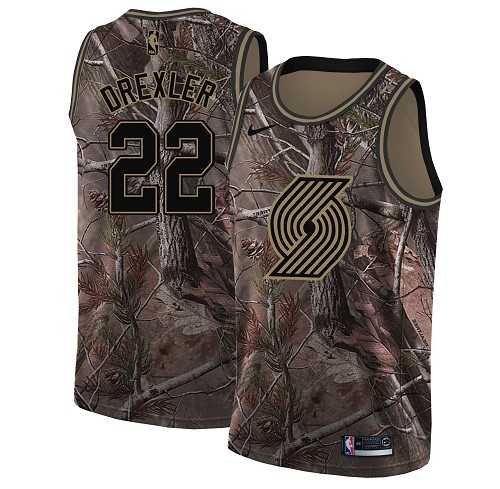 Men's Nike Portland Trail Blazers #22 Clyde Drexler Camo NBA Swingman Realtree Collection Jersey