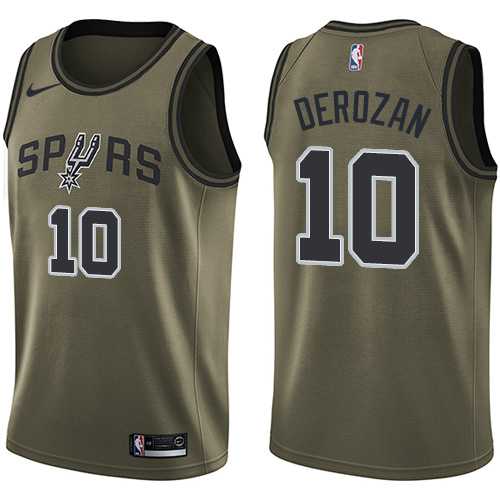 Men's Nike San Antonio Spurs #10 DeMar DeRozan Green NBA Swingman Salute to Service Jersey