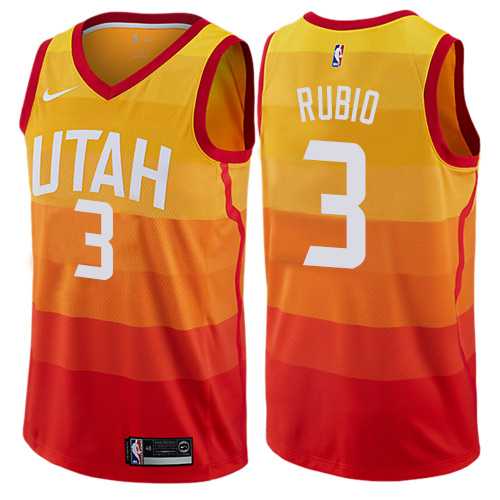 Men's Nike Utah Jazz #3 Ricky Rubio Orange NBA Swingman City Edition Jersey