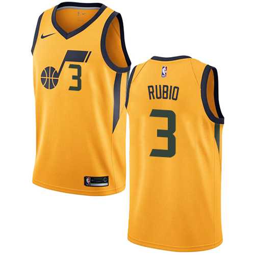 Men's Nike Utah Jazz #3 Ricky Rubio Yellow NBA Swingman Statement Edition Jersey