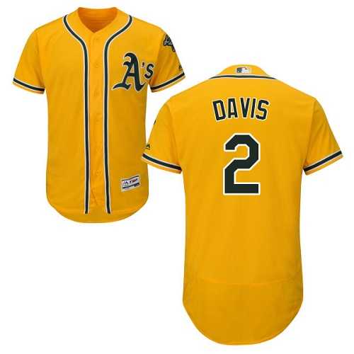 Men's Oakland Athletics #2 Khris Davis Gold Flexbase Authentic Collection Stitched MLB