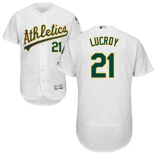 Men's Oakland Athletics #21 Jonathan Lucroy White Flexbase Authentic Collection Stitched MLB Jersey