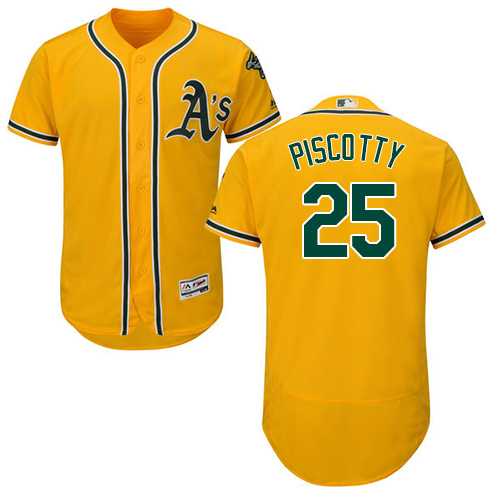 Men's Oakland Athletics #25 Stephen Piscotty Gold Flexbase Authentic Collection Stitched MLB