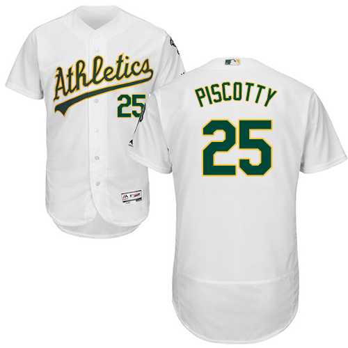 Men's Oakland Athletics #25 Stephen Piscotty White Flexbase Authentic Collection Stitched MLB