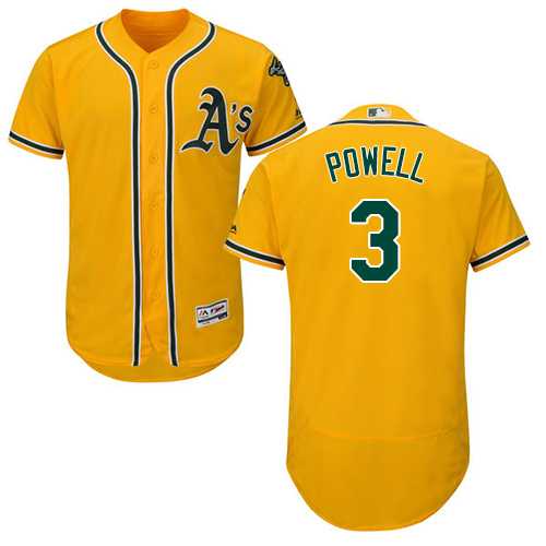 Men's Oakland Athletics #3 Boog Powell Gold Flexbase Authentic Collection Stitched MLB Jersey