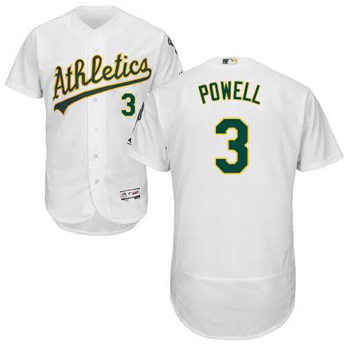Men's Oakland Athletics #3 Boog Powell White Flexbase Authentic Collection Stitched MLB Jersey