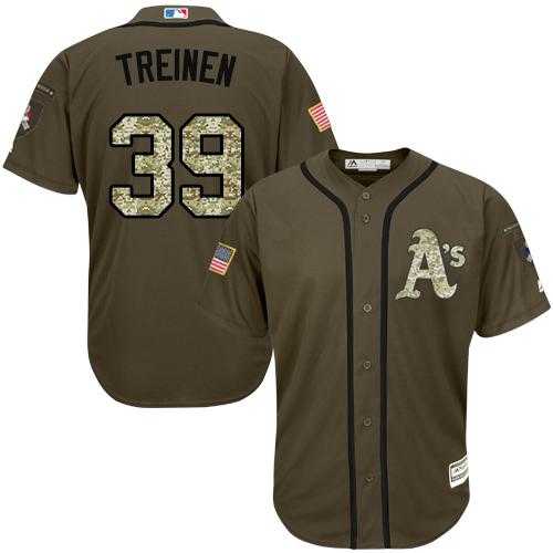 Men's Oakland Athletics #39 Blake Treinen Green Salute to Service Stitched MLB Jersey
