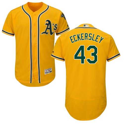 Men's Oakland Athletics #43 Dennis Eckersley Gold Flexbase Authentic Collection Stitched MLB
