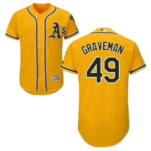 Men's Oakland Athletics #49 Kendall Graveman Gold Flexbase Authentic Collection Stitched MLB