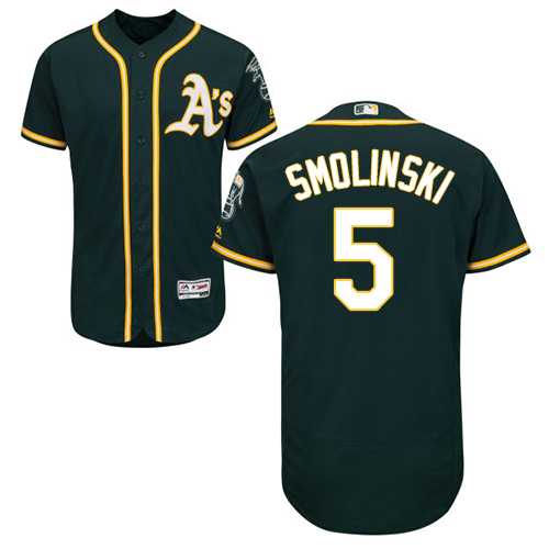 Men's Oakland Athletics #5 Jake Smolinski Green Flexbase Authentic Collection Stitched MLB Jersey Men's Oakland Athletics #5 Jake Smolinski Green Flexbase Authentic Collection Stitched MLB Jersey